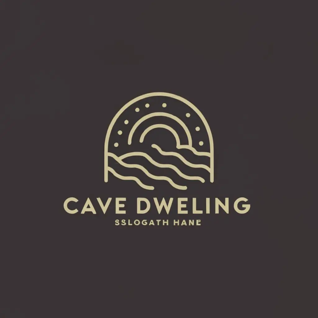 a logo design,with the text "cave dwelling", main symbol:cave by the sea,Minimalistic,clear background