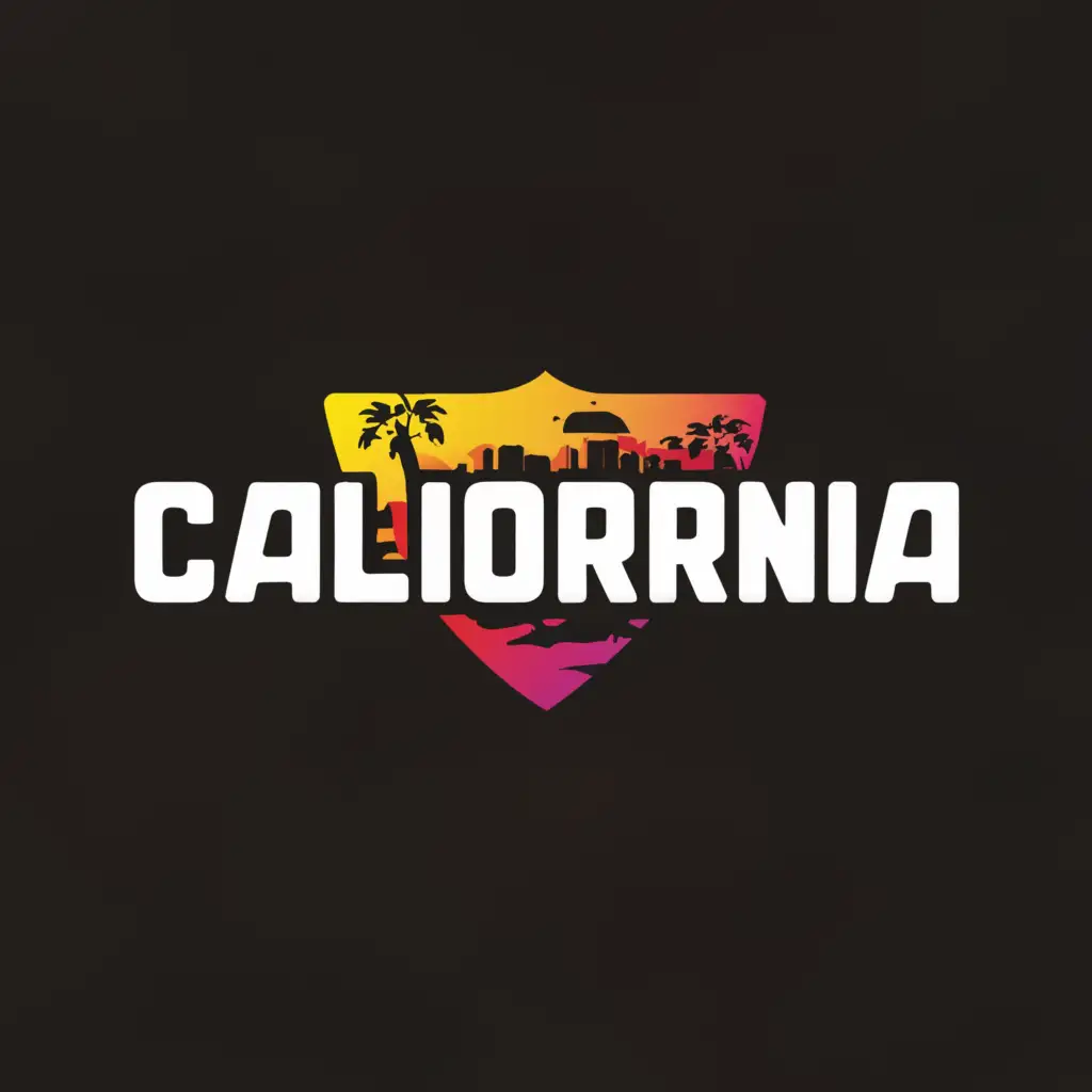 a logo design,with the text "California", main symbol:roblox role-playing game icon like in GTA, a lot of windows and there are different people there,Minimalistic,clear background
