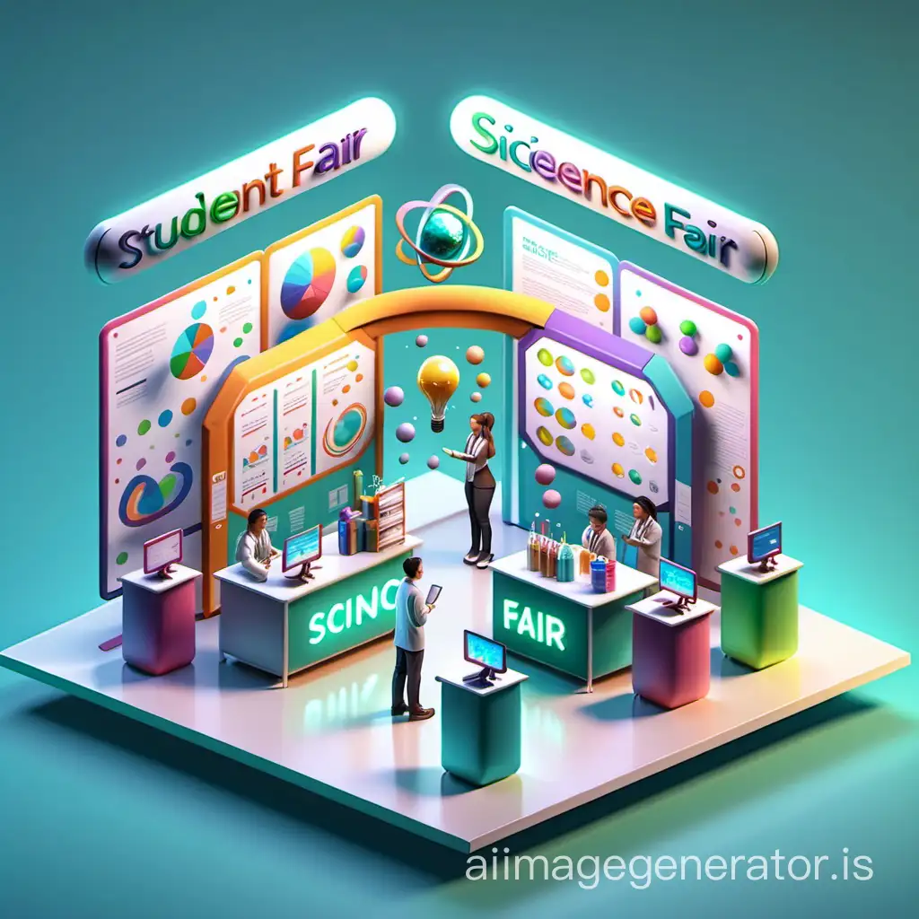 the 3d illustration image of student science fair 