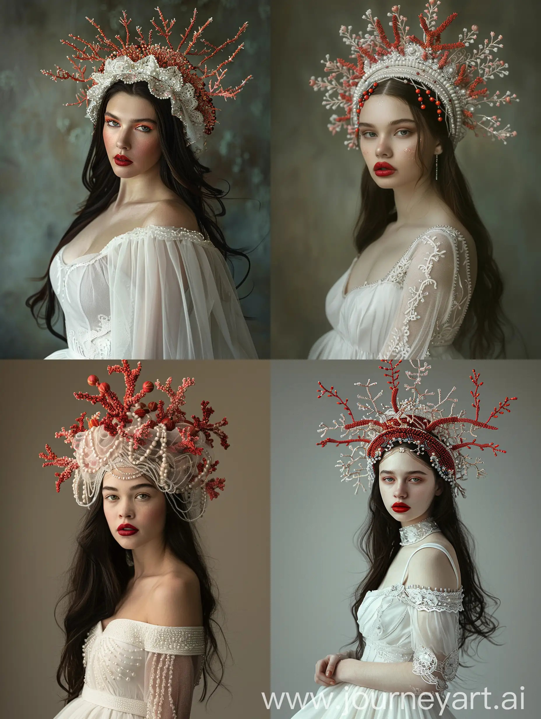 Enchanting-Aristocratic-Woman-in-Coral-Headdress-Portrait