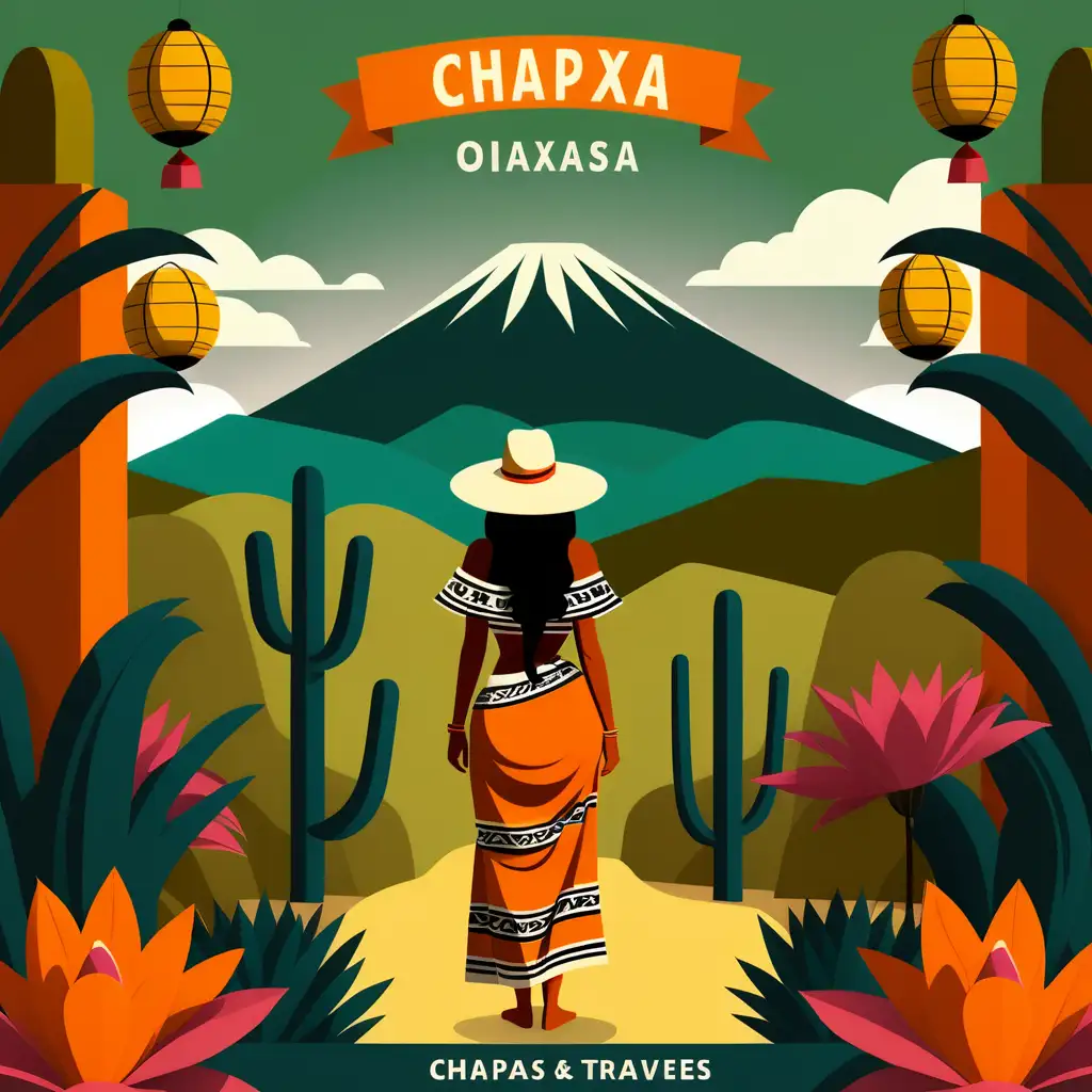 Vibrant Vector Design of Chiapas and Oaxaca Travel Vacation Vibes