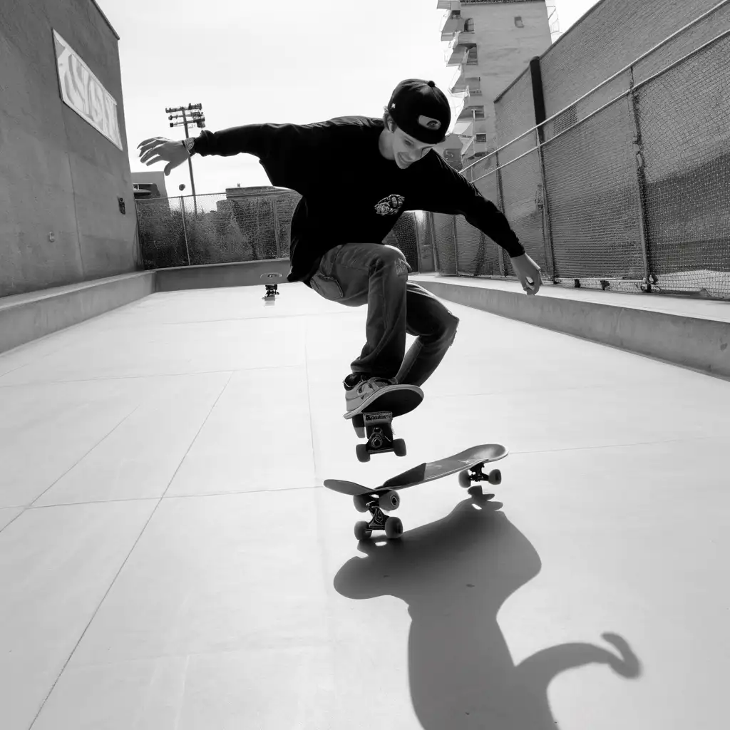 Dynamic Skateboarding Action in Urban Setting