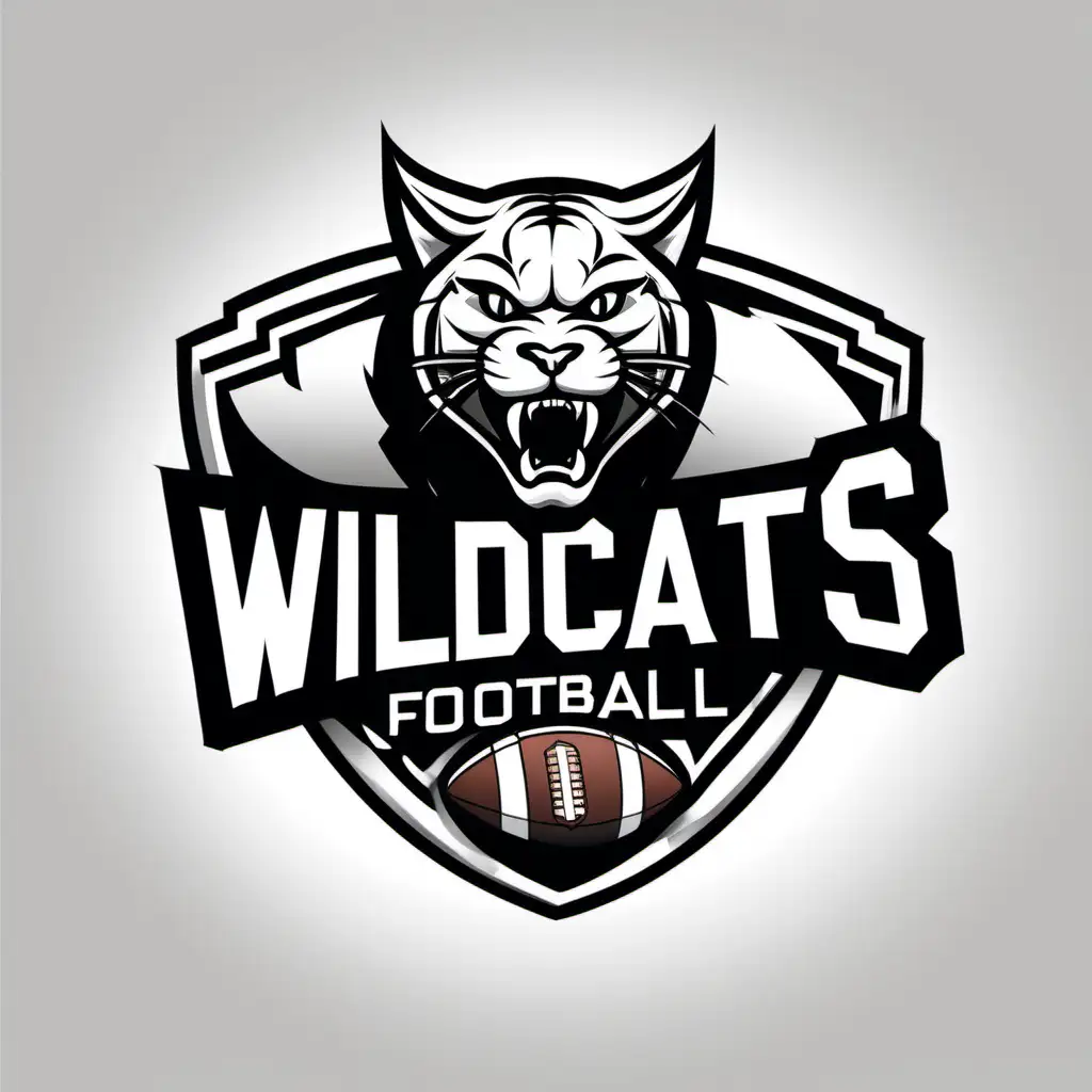 Dynamic Wildcats Football Players in Striking Black Outline on a Clean White Background