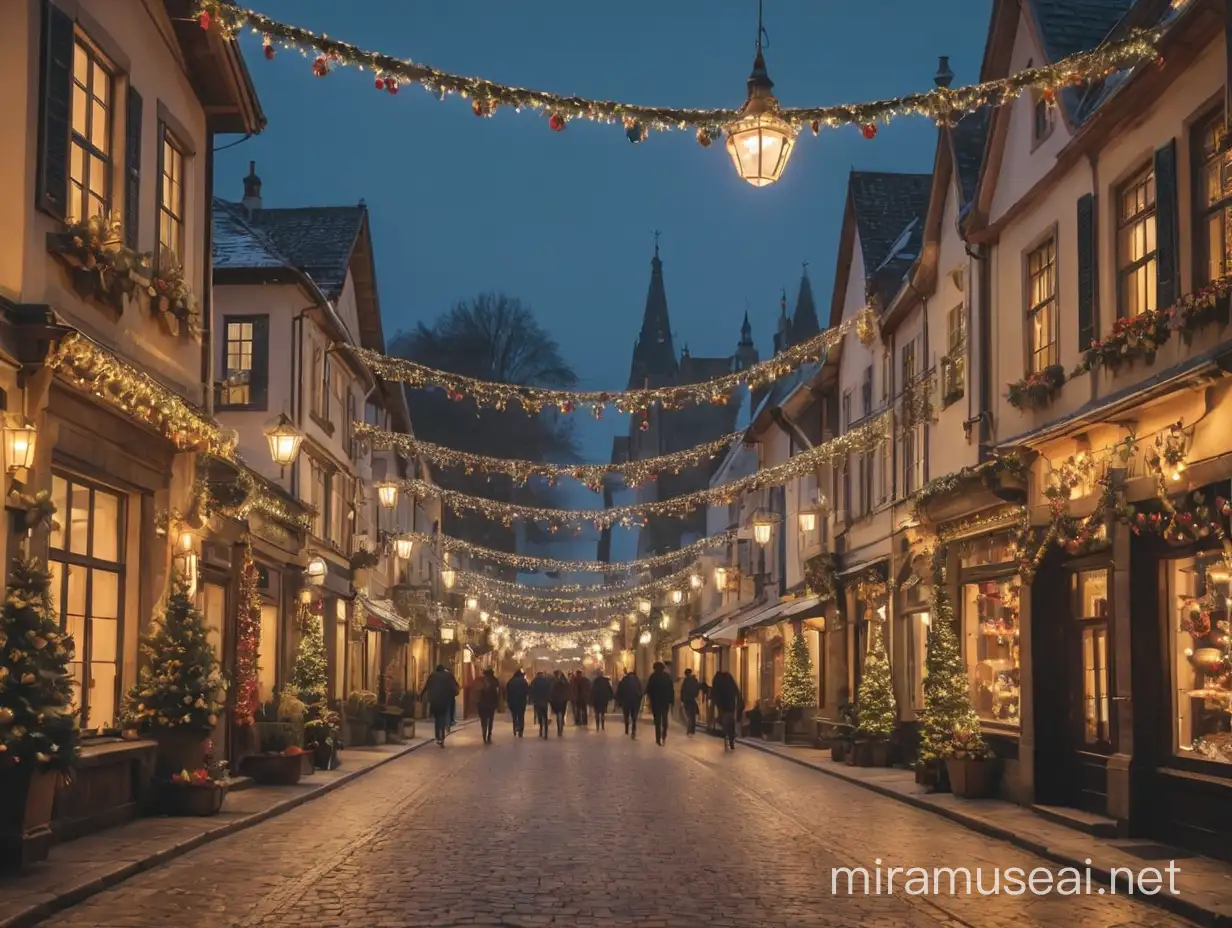 Charming Christmas Town with Festive Decorations