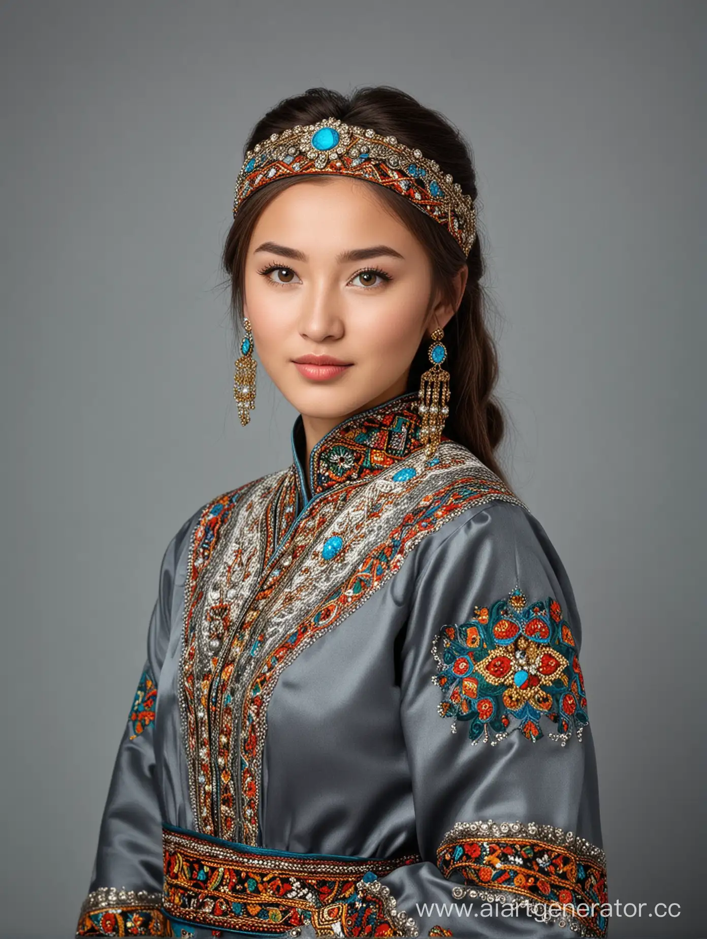 Kazakh-Traditional-Costume-Graceful-Girl-in-Elegance