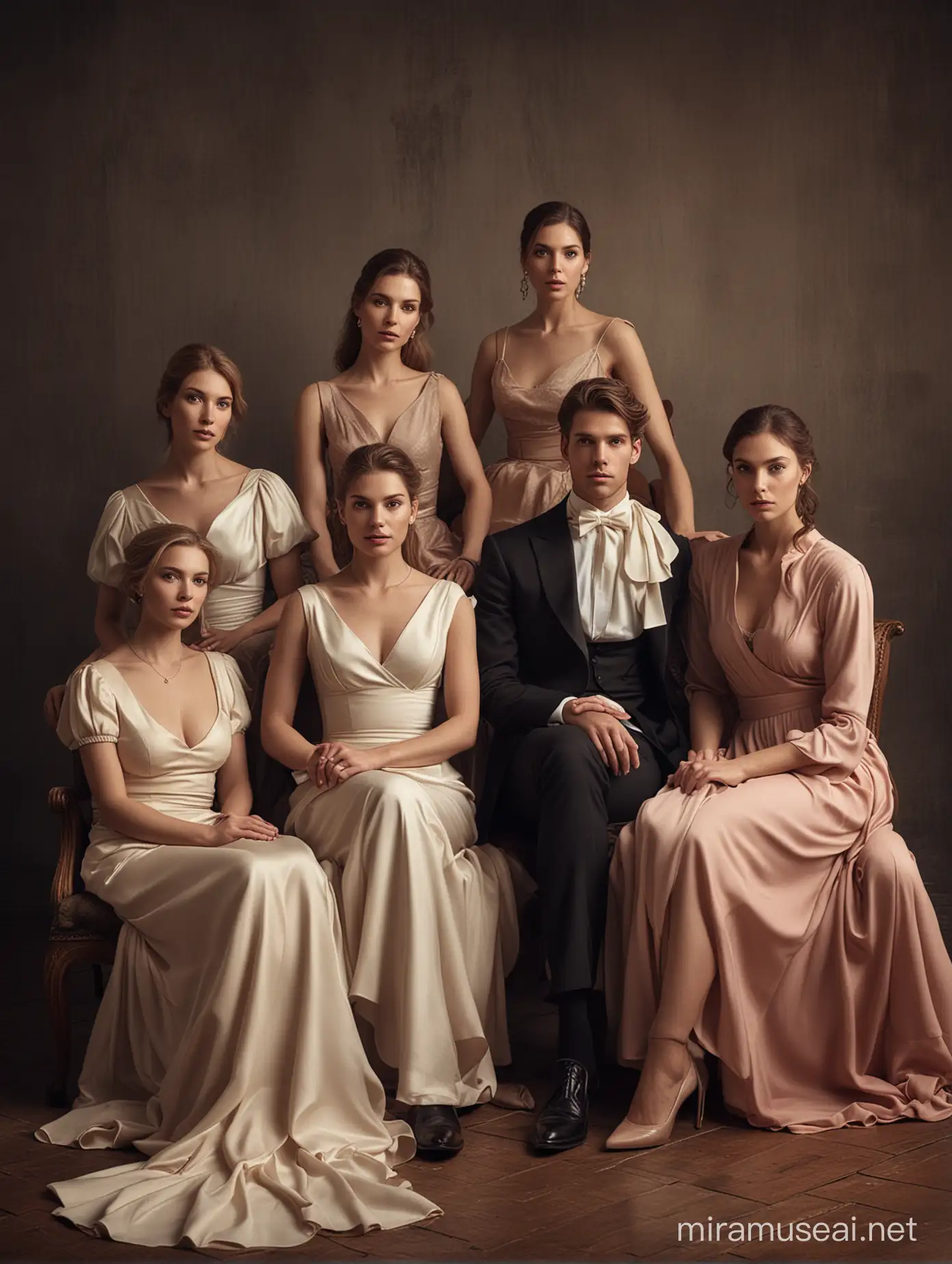 Elegant Group Portrait Cinematic Digital Photography Art