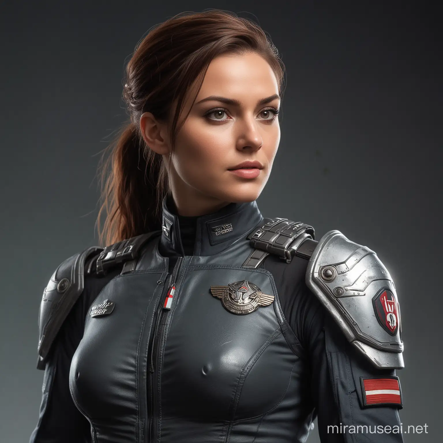 Female Enclave Officer in SciFi Armor