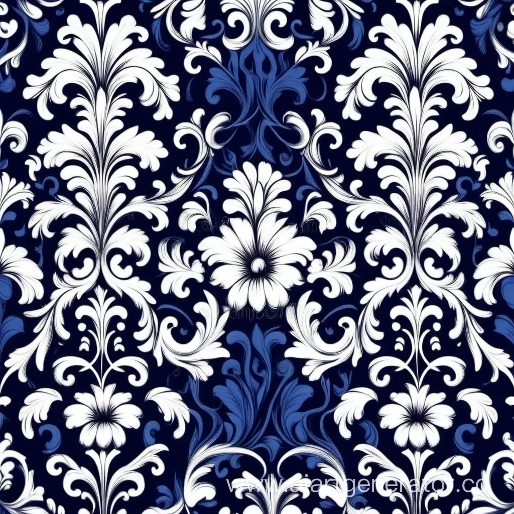 Floral-Baroque-Movement-in-White-and-Dark-Blue-Vector-Illustration