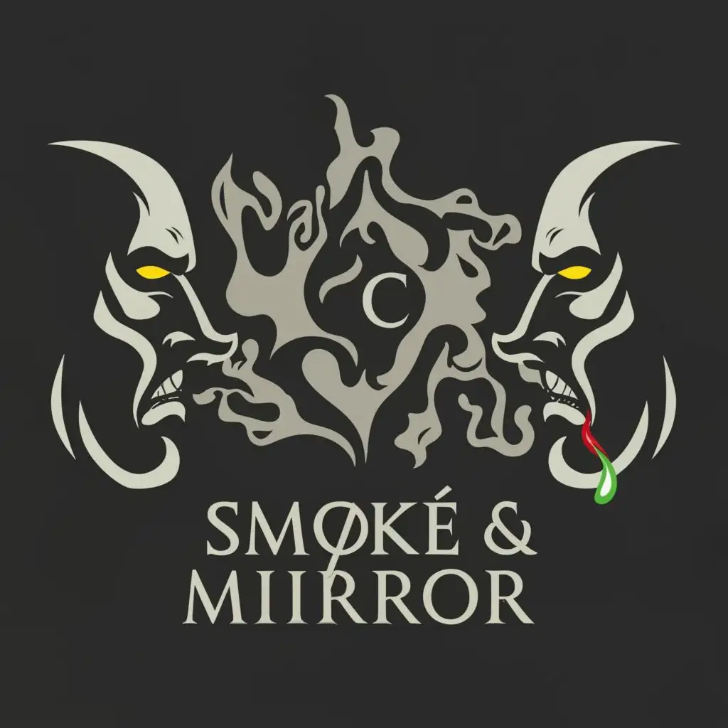 LOGO-Design-For-Smoke-Mirror-Edgy-Evil-Faces-in-Smoke-and-Mirror-with-Bold-Typography