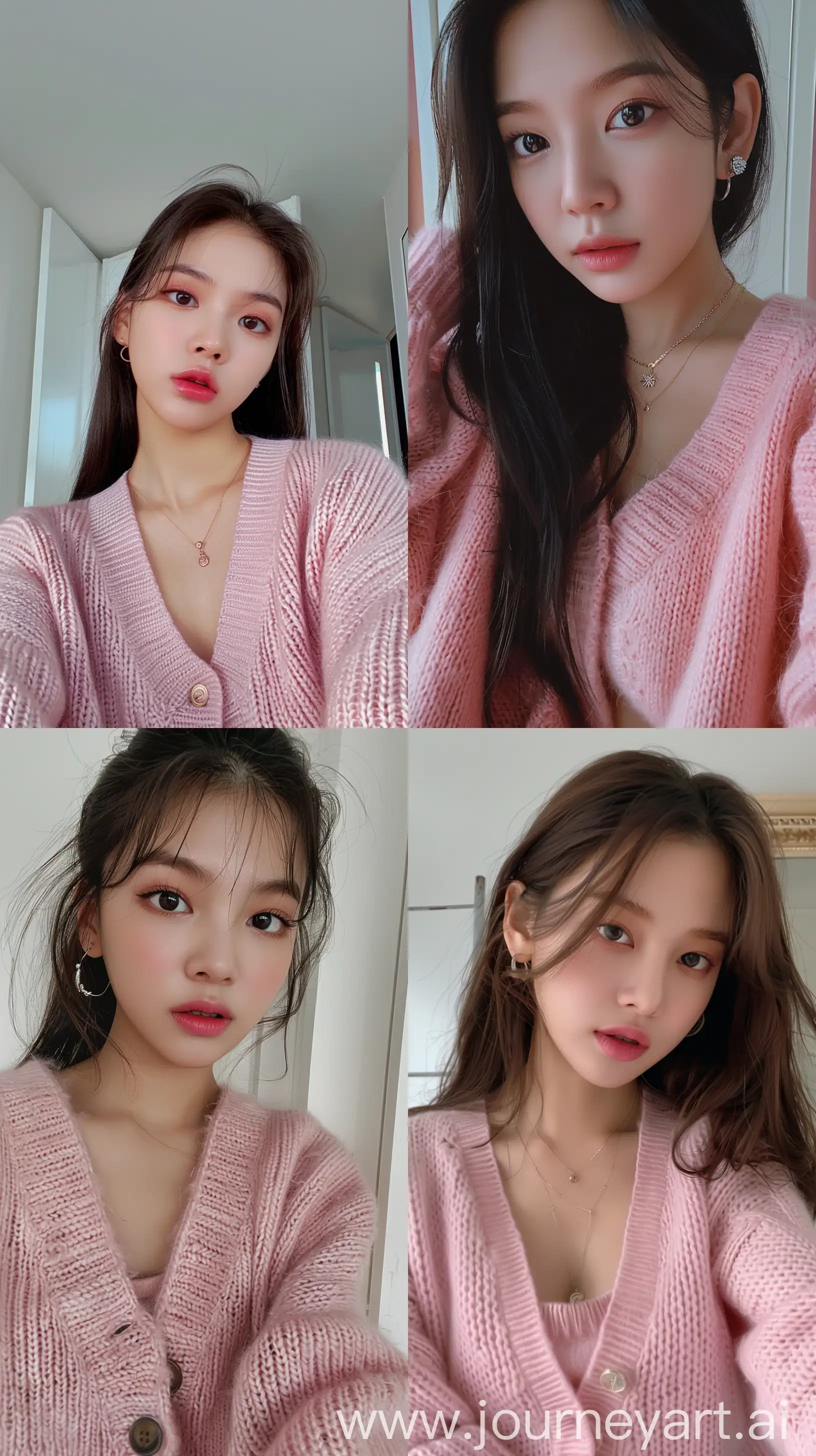 Blackpink-Jennie-Instagram-Selfie-in-Soft-Pink-Cardigan