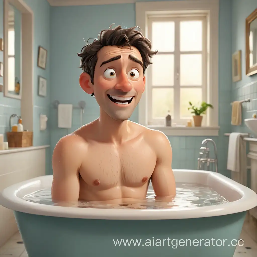 мультяшный мужчина в ванной 