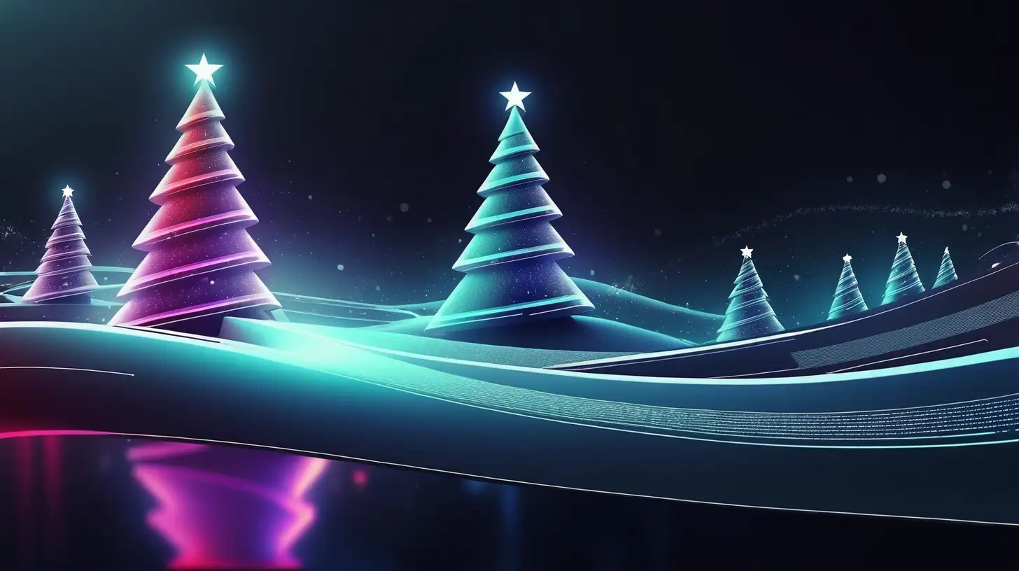 Vibrant Futuristic Christmas Scene with Glowing Ornaments
