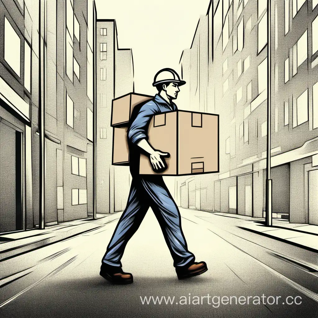 Effortless-Worker-Carrying-Box-Drawing