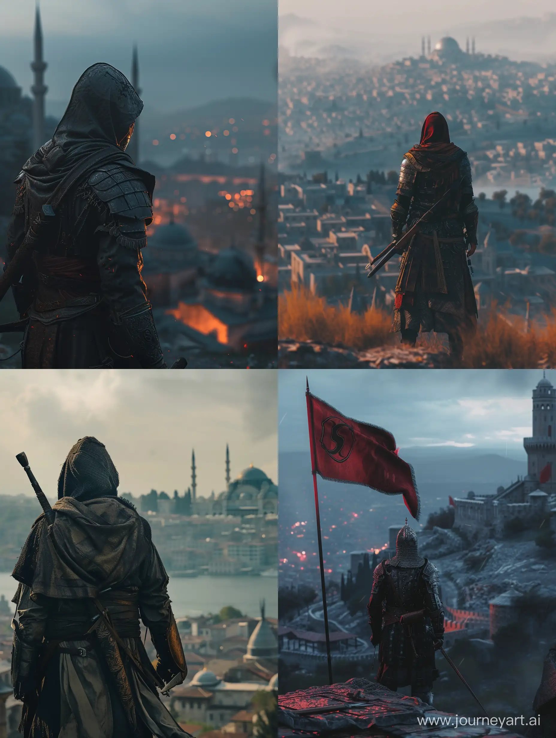 Ottoman-Warrior-Standing-at-5m-Distance-with-Cityscape-Background