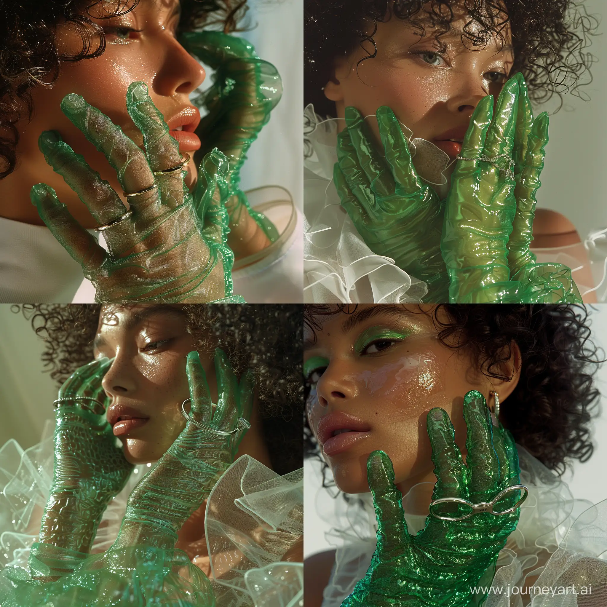 Fashion-Model-with-Green-Organza-Gloves-and-Rings-High-Detail-Portrait-Photography-by-Alessio-Albi