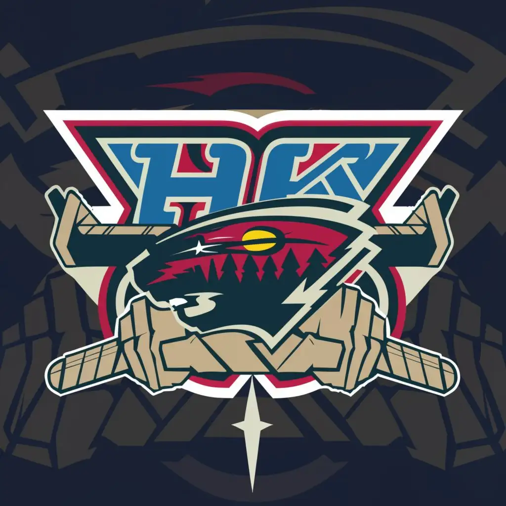 logo, Ice hockey blue design AS Minnesota wild, with the text "HK 98", typography, be used in Sports Fitness industry