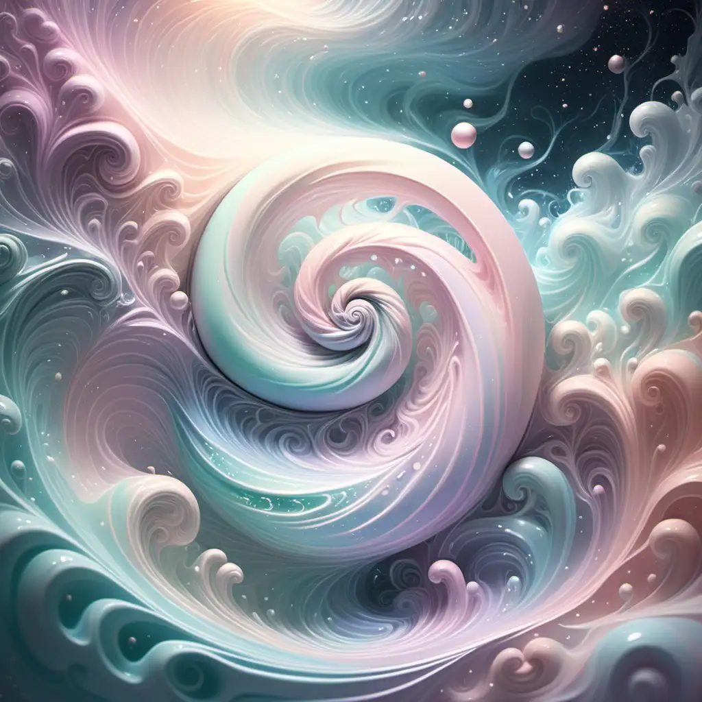 space and water with etheric swirls in a soft, pastel, dreamy mystical vibe