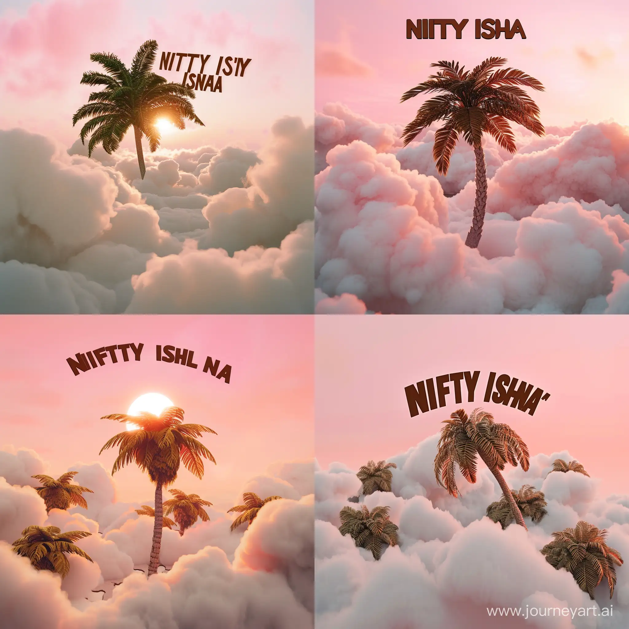Nifty-Islands-at-Pink-Sunset-Tranquil-Palm-Landscape-with-Sharp-Brown-Typography
