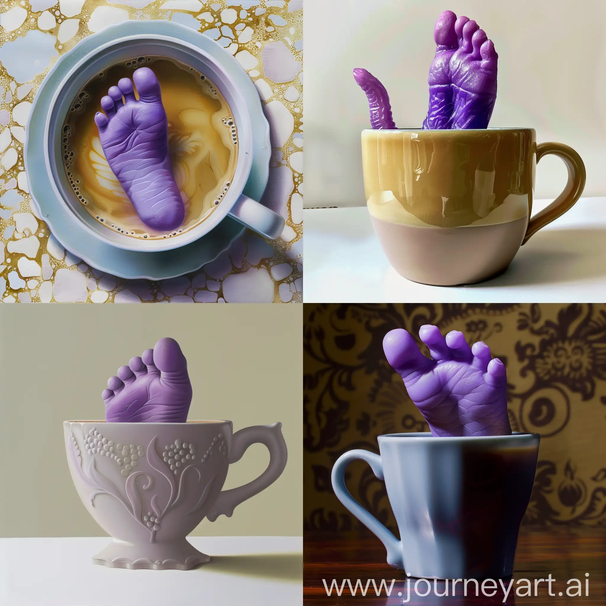 Un pues de color púrpura en una taza se café