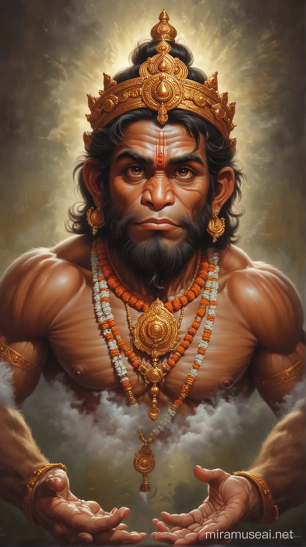 Lord Hanuman with Open Eyes in Tranquil Vigilance