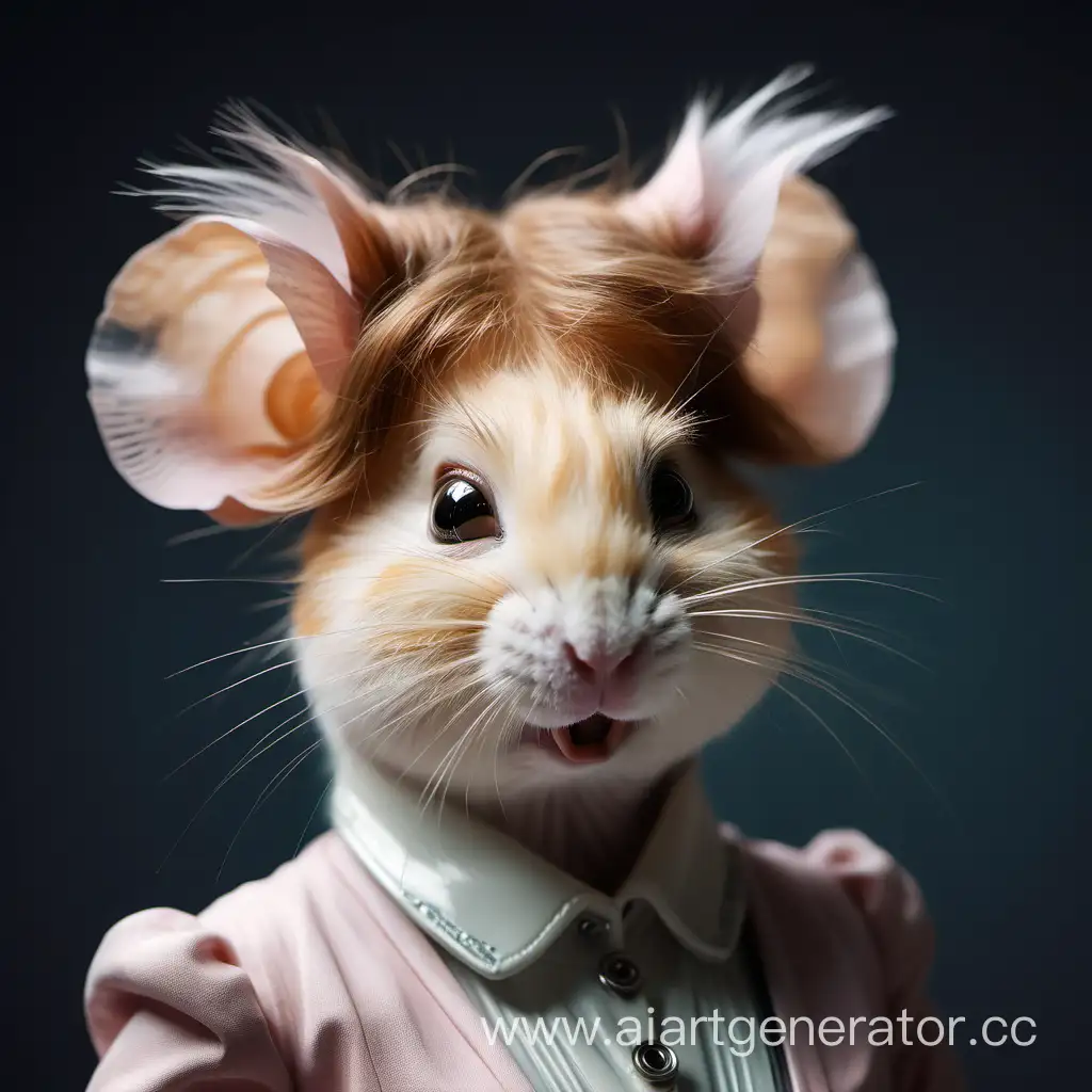 Portrait of a humanoid hamster woman