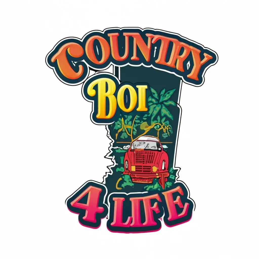a logo design,with the text "Country Boi 4 Life", main symbol:State of Mississippi,complex,clear background