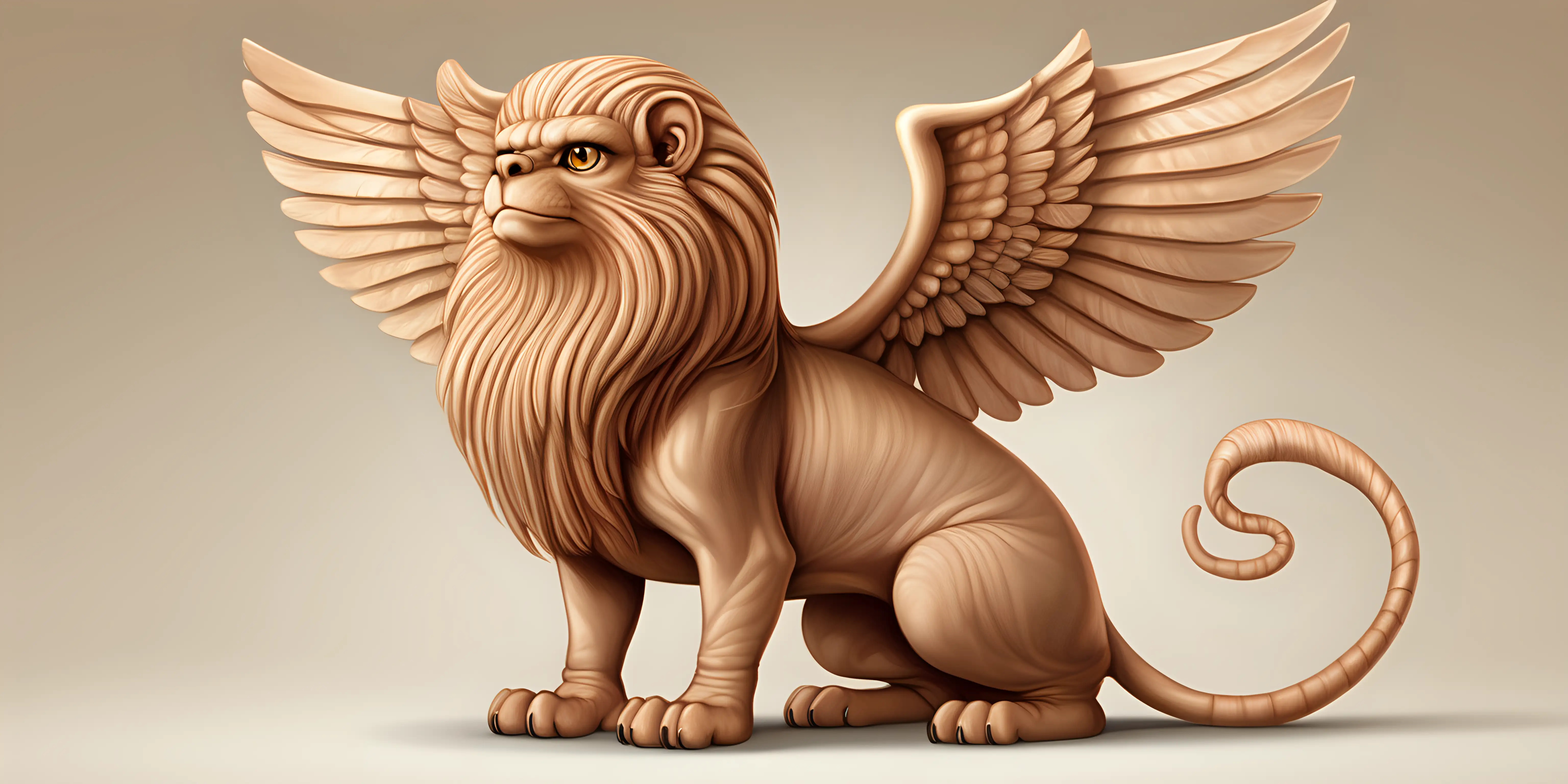 Realistic Cartoon Sphinx on Solid Background