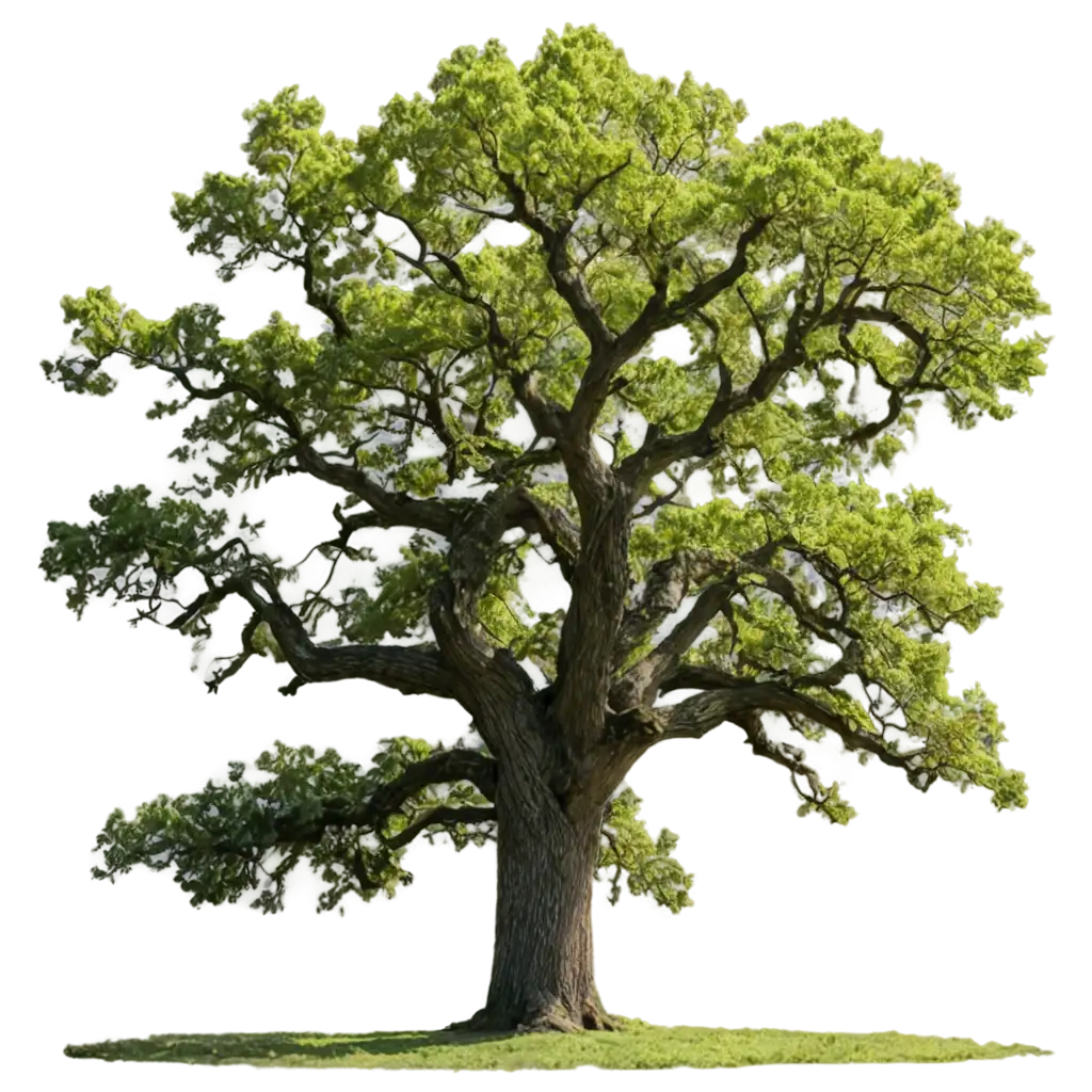 A tall ancient gnarly oak tree. heavy