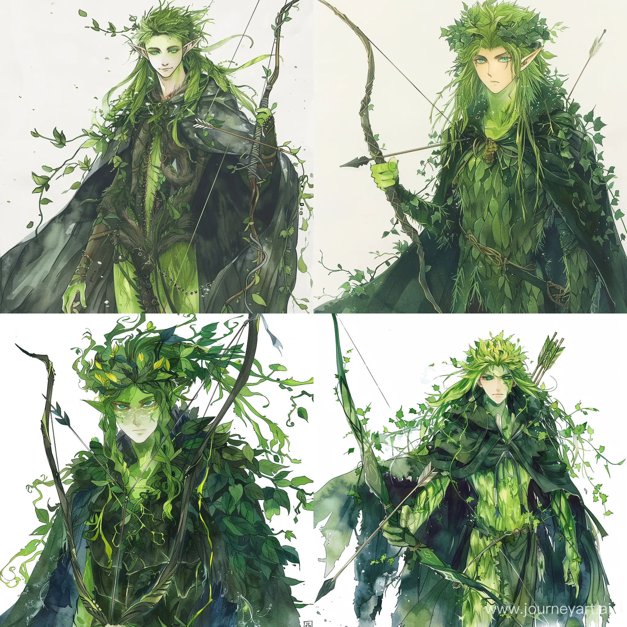 Anime-Archer-with-Lush-Green-Features-in-Naturethemed-Attire