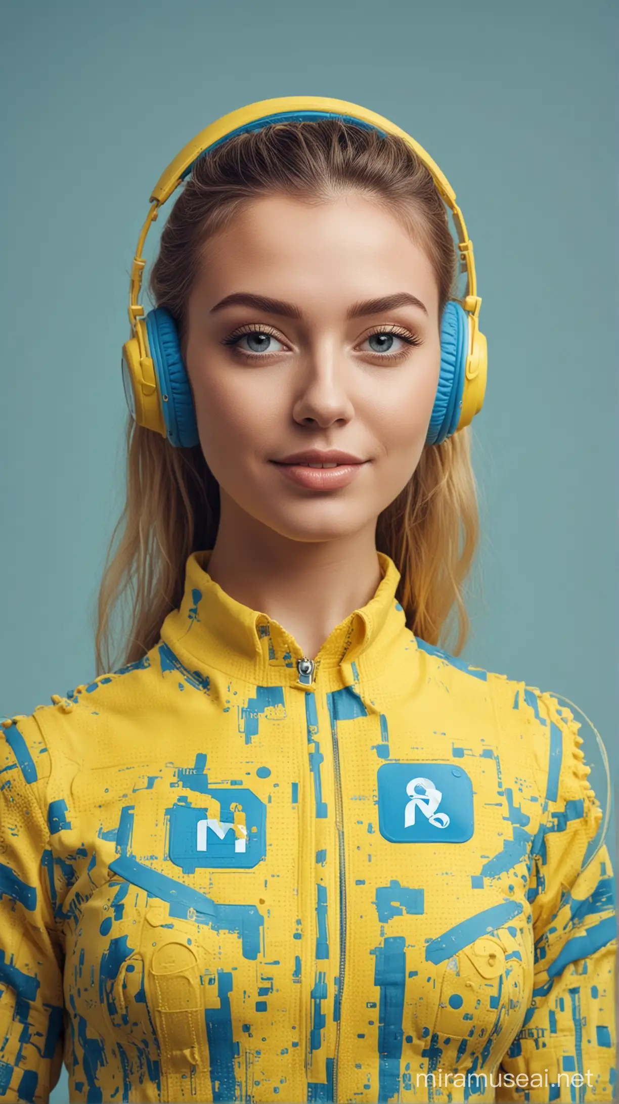 Vibrant Blue and Yellow Social Media Marketing with Artificial Intelligence