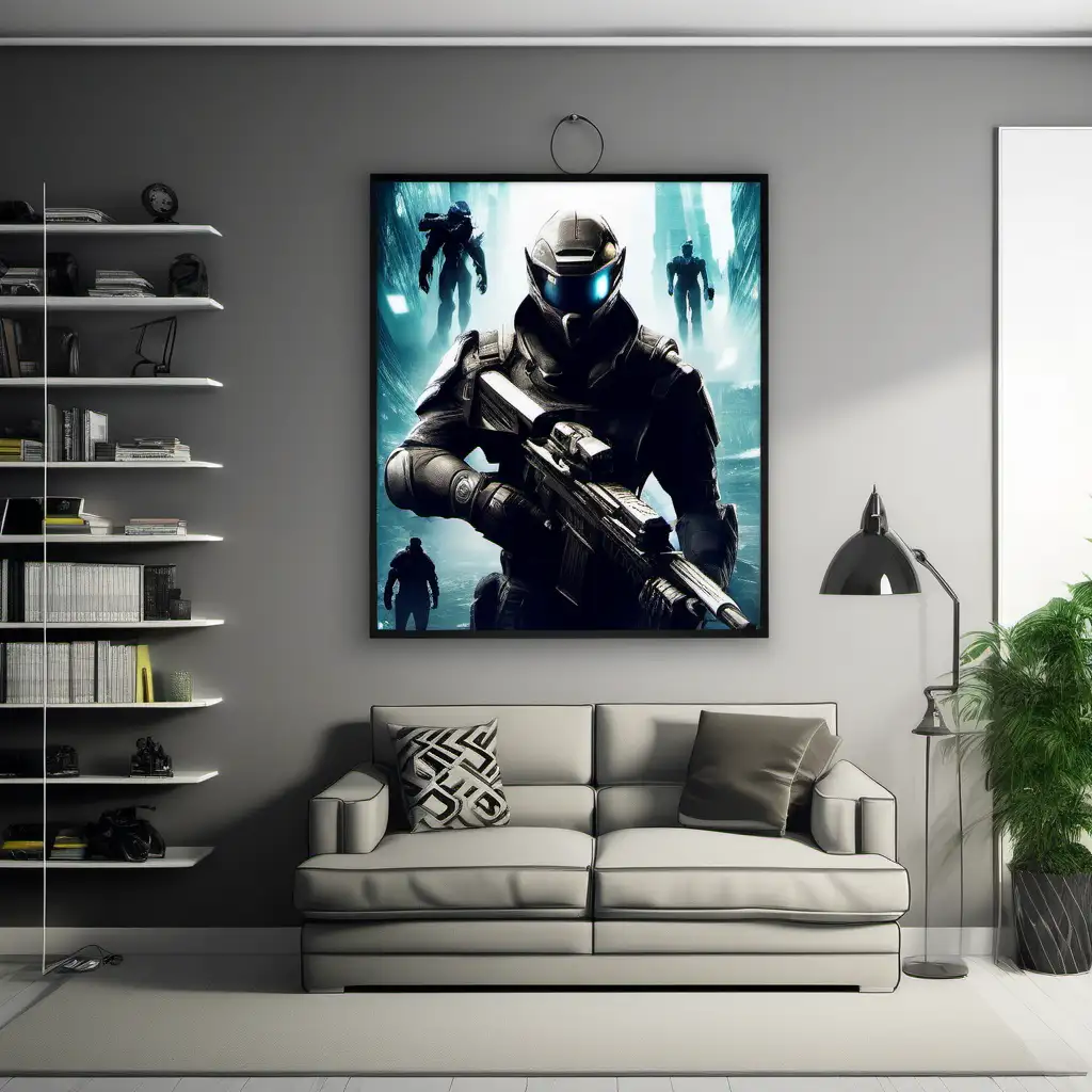 Contemporary Gaming Room Wall Art Mockup Enhance Your Space with Digital Entertainment Elegance