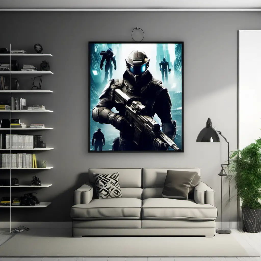 gaming room wall art mockup