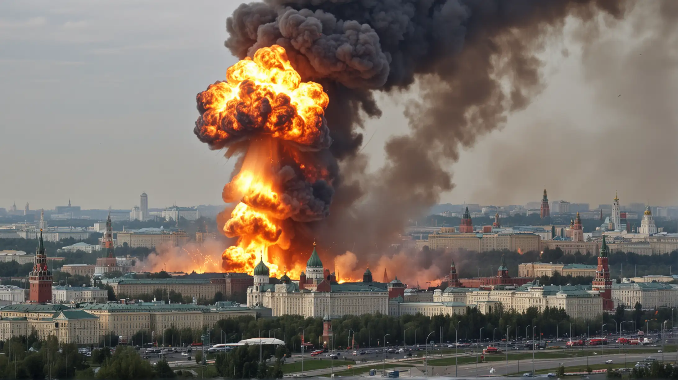 atak atomowy na Moskwę, Kreml plonie
