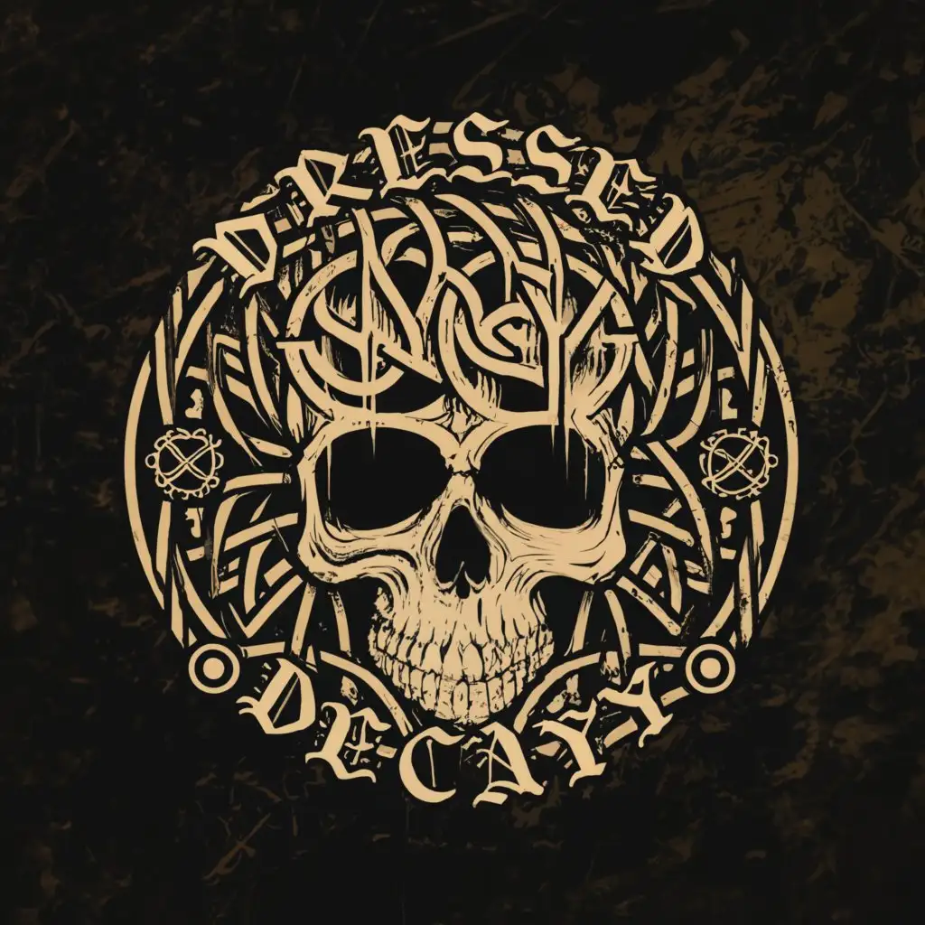LOGO-Design-For-Dressed-In-Decay-Conjoined-Skulls-Sacred-Geometry-in-a-Minimalistic-Style
