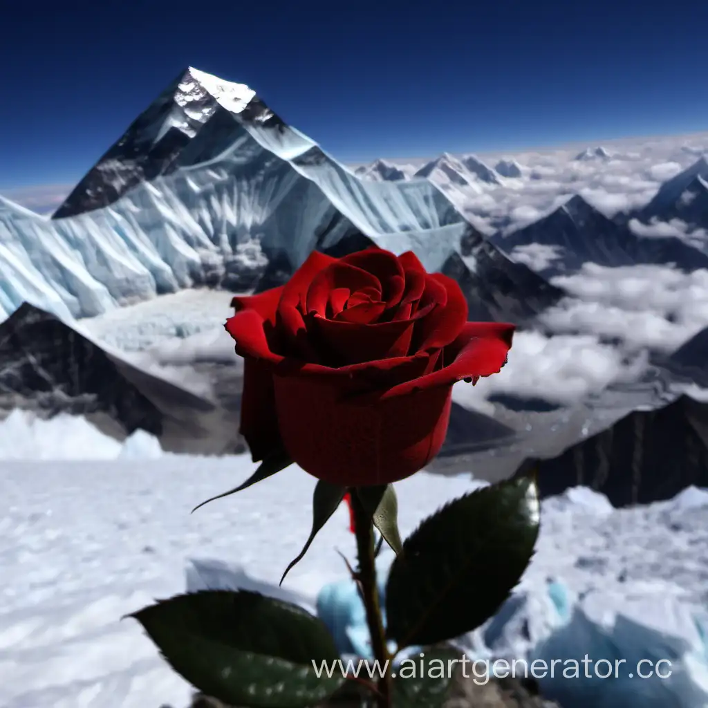 Vibrant-Red-Rose-Blooming-on-Majestic-Mount-Everest