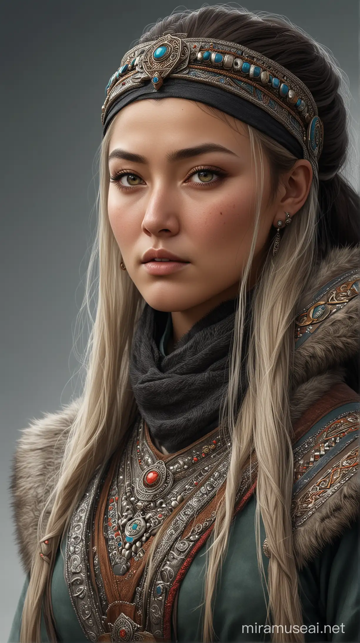 Kutlun, the granddaughter of Genghis Khan, known for her high-stakes challenges. hyper realistic
