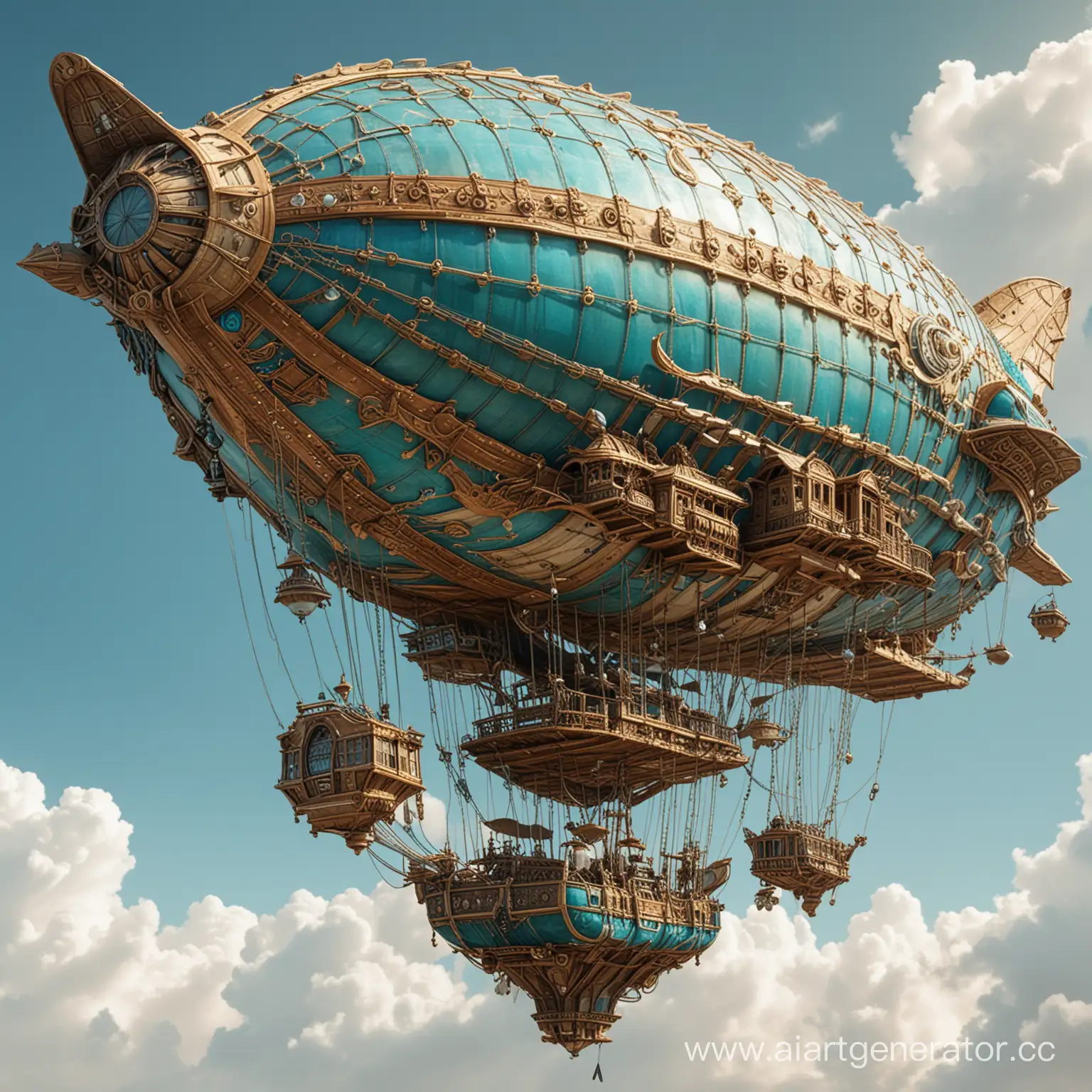 Whimsical-Blue-and-Turquoise-Airship-with-Intricate-Details-and-Textures