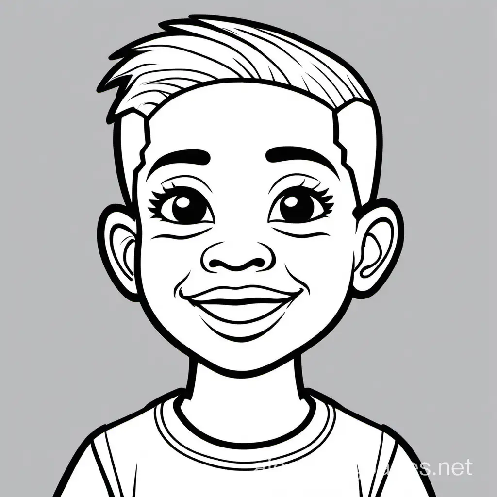Confident-Black-Child-Coloring-Page-Simple-Outline-in-Black-and-White