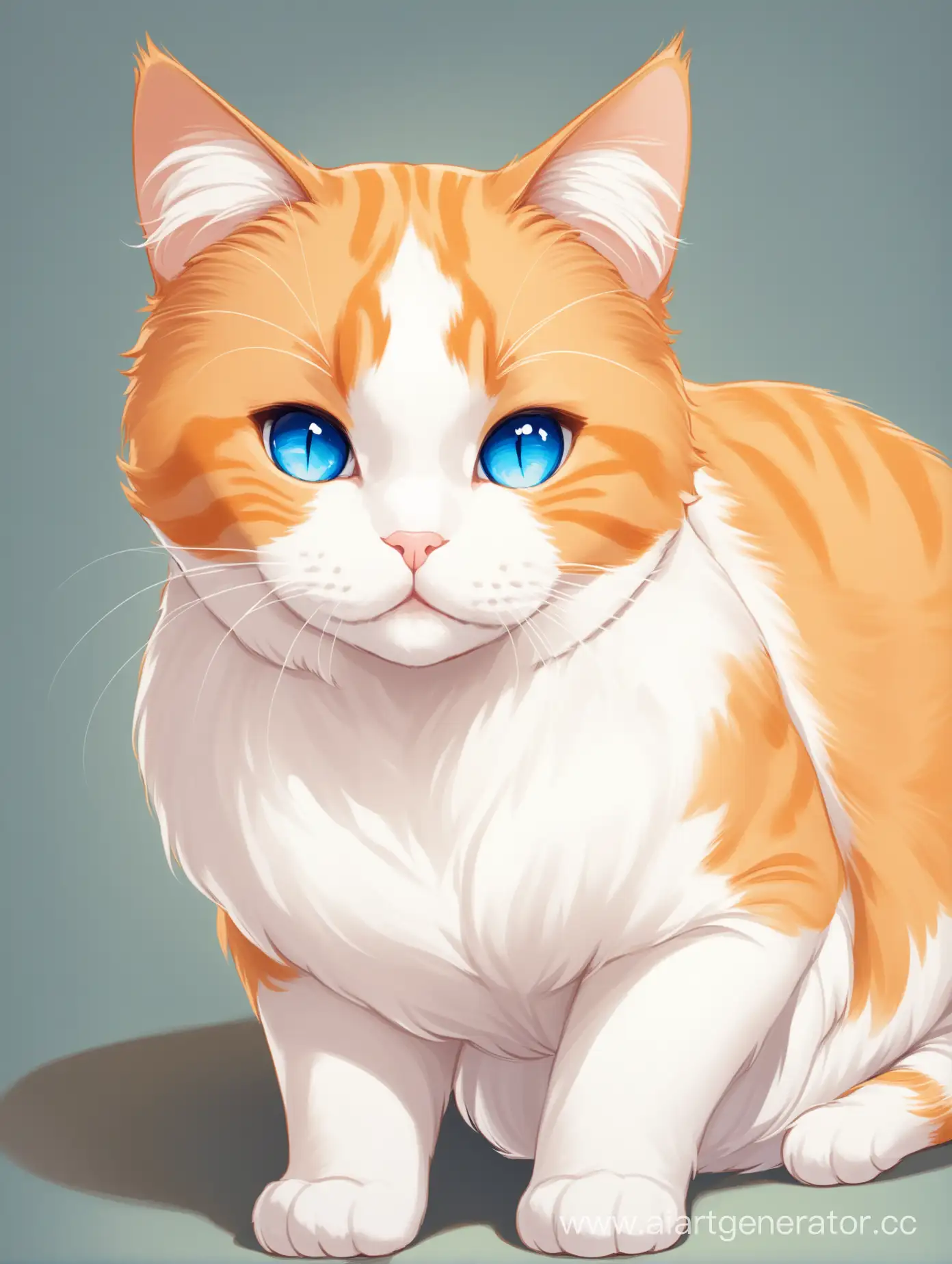 Large white-ginger cat with blue eyes