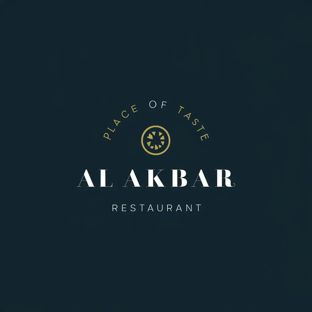 logo, PLACE OF TASTE, with the text "AL AKBAR", typography, be used in Restaurant industry
