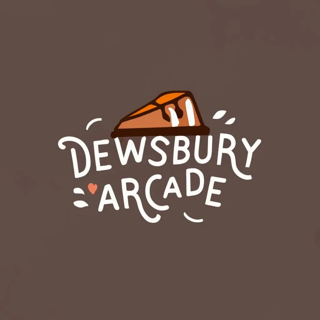 LOGO-Design-For-Dewsbury-Arcade-Chocolate-Cake-Theme-with-Unique-Typography-for-Retail-Industry