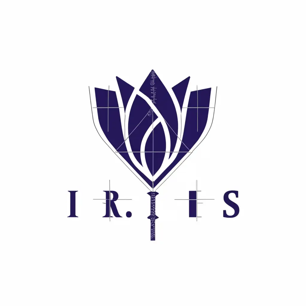 a logo design,with the text "I.R.I.S. ", main symbol:Iris flower,Minimalistic,be used in Events industry,clear background