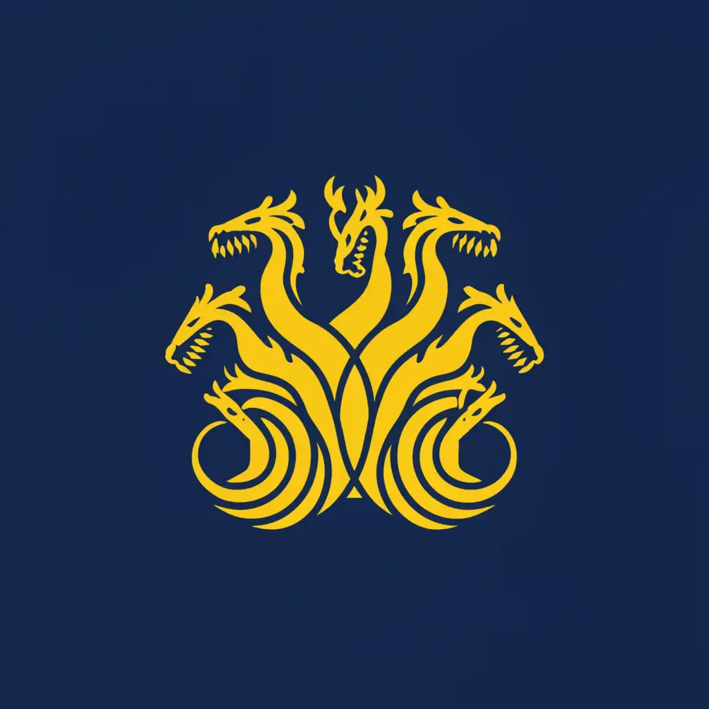 a logo design,with the text "Hydra of Lerna", main symbol:Yellow hydra,complex,clear background