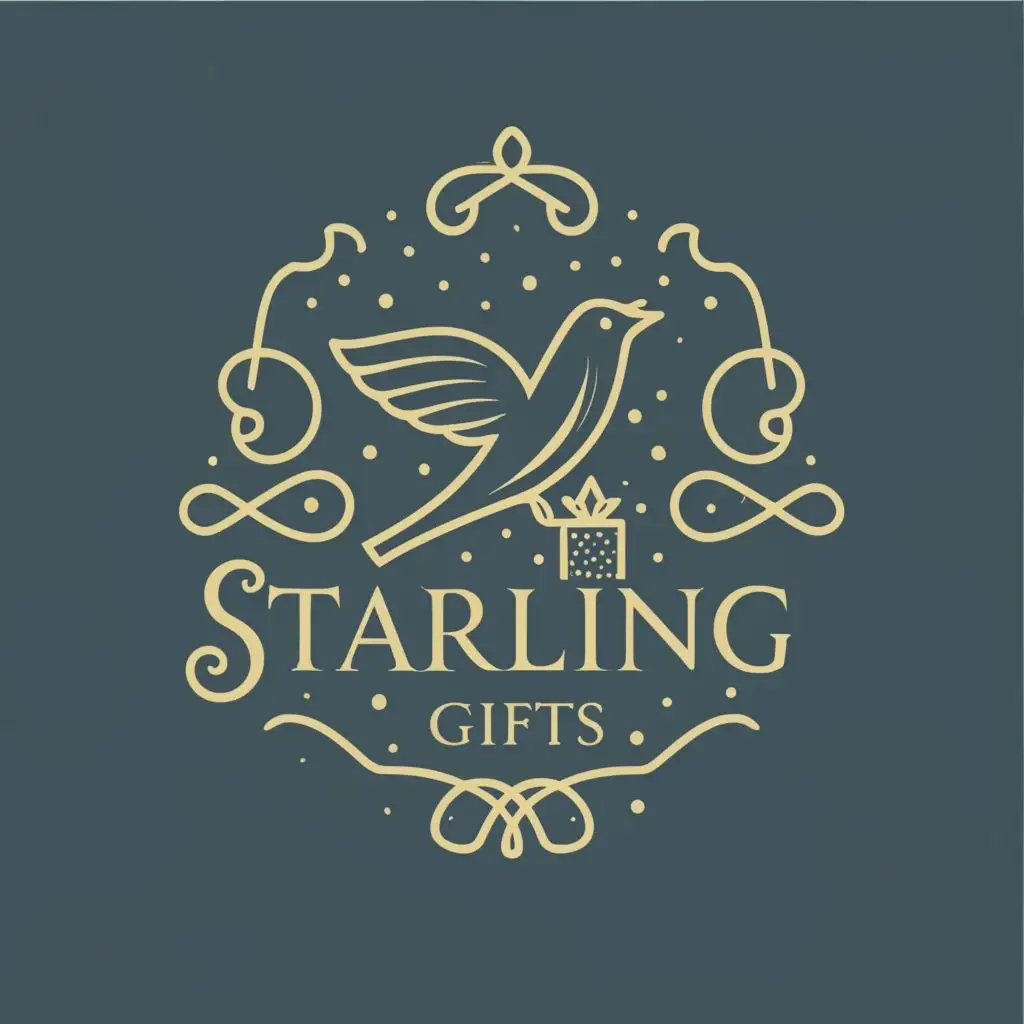 LOGO-Design-for-Starling-Gifts-Elegant-Bird-Symbol-with-Dynamic-Typography-for-Retail-Branding