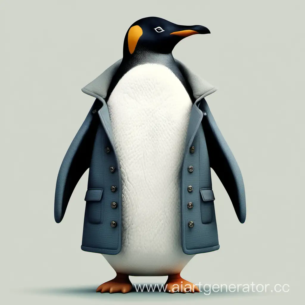 Adorable-Penguin-Wearing-Stylish-Coat-on-Snowy-Landscape