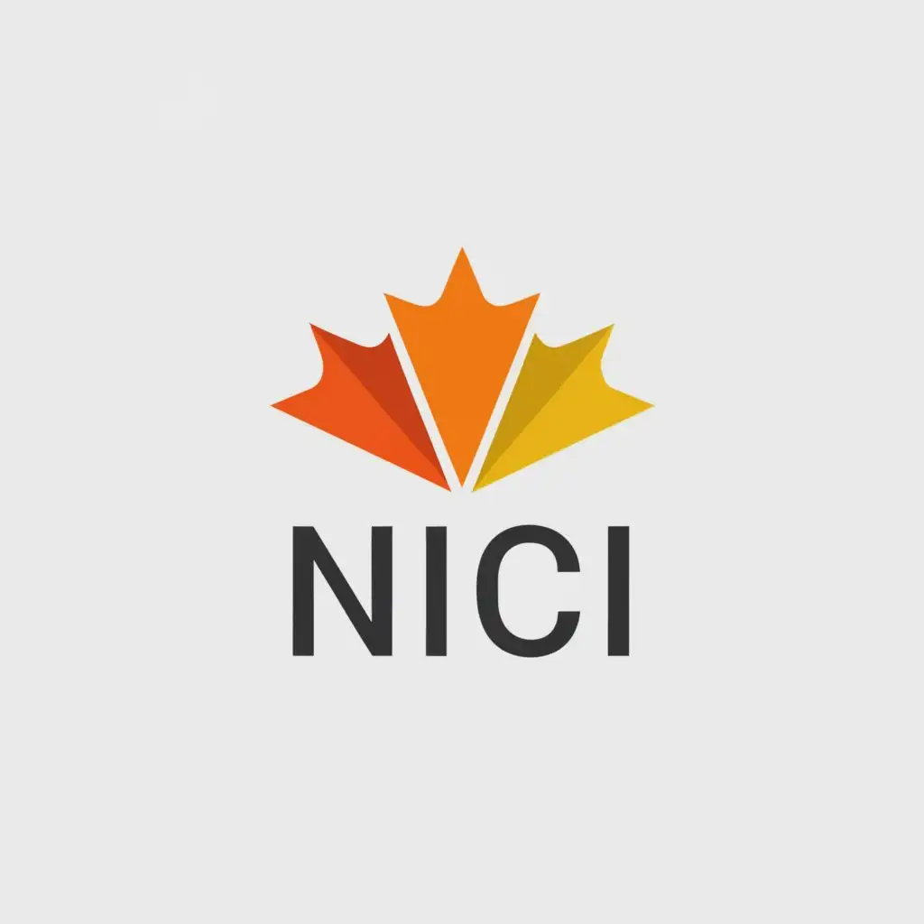 a logo design, with big bold text "NICI", main symbol: maple leaf, Moderate, be used in Technology industry, clear background