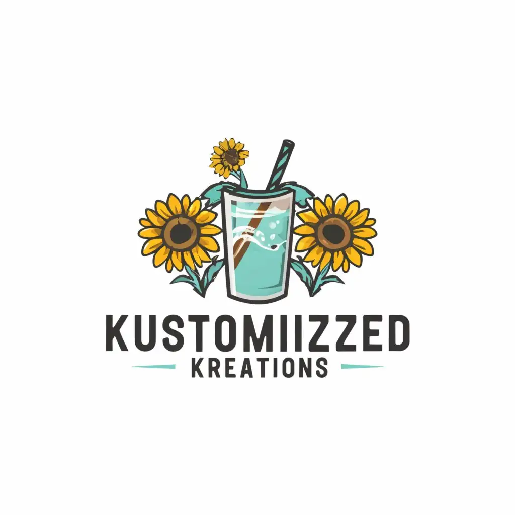 LOGO-Design-For-Kustomized-Kreations-Teal-Tumblers-and-Sunflowers-Representing-Creativity-and-Cheerfulness