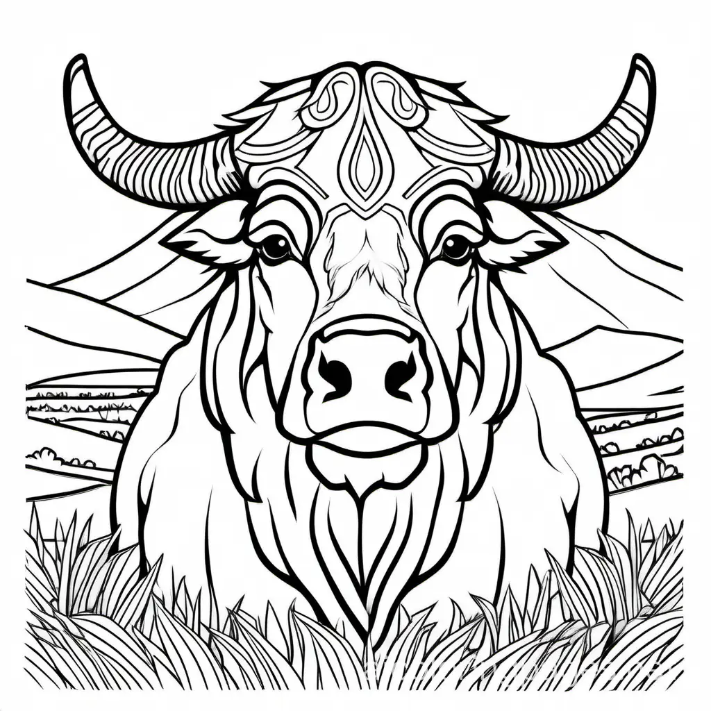 American buffalo, Coloring Page, black and white, line art, white background, Simplicity, Ample White Space. The background of the coloring page is plain white to make it easy for young children to color within the lines. The outlines of all the subjects are easy to distinguish, making it simple for kids to color without too much difficulty, Coloring Page, black and white, line art, white background, Simplicity, Ample White Space. The background of the coloring page is plain white to make it easy for young children to color within the lines. The outlines of all the subjects are easy to distinguish, making it simple for kids to color without too much difficulty