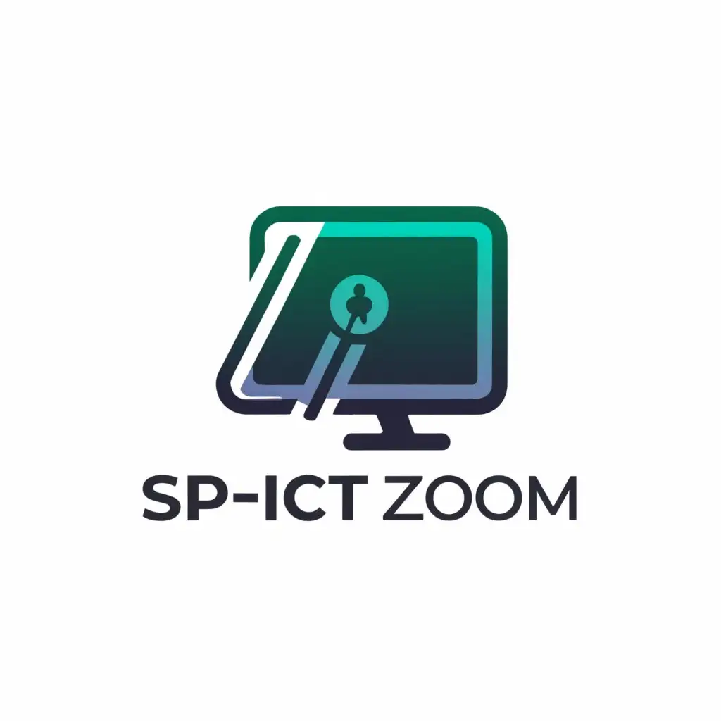 a logo design,with the text "SP-ICT ZOOM", main symbol:A computer,Moderate,be used in Technology industry,clear background