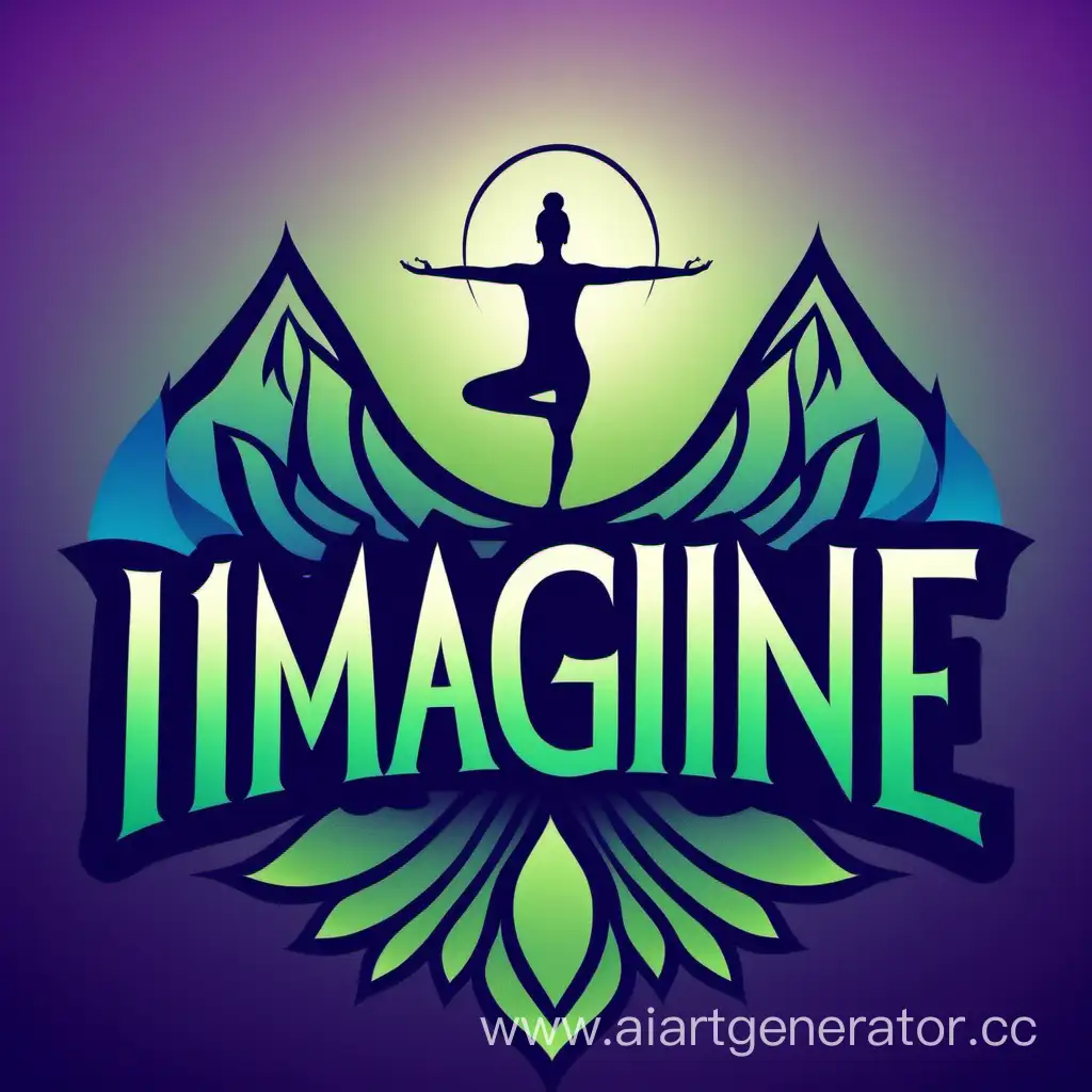 imagine logo for yoga teacher, simple, modern, green, blue, purple, gradient, lotus, mandala, warrior pose, mountain